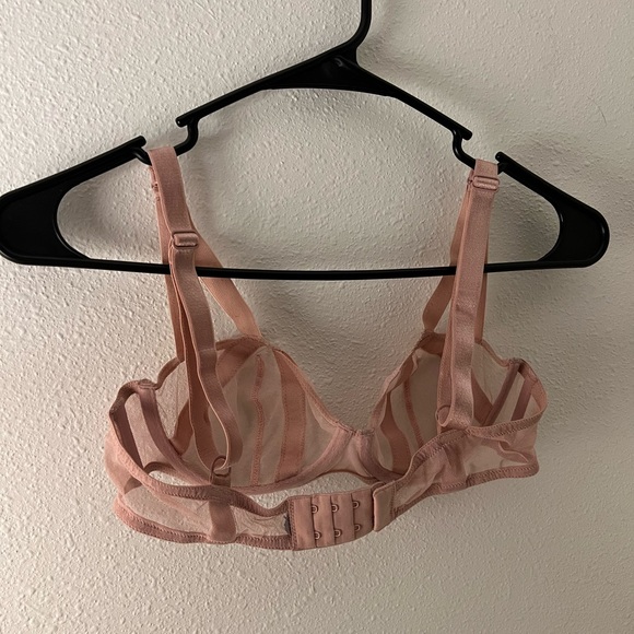 Victoria’s secret bra luxe lingerie unlined mesh balconette caged pink sheer - Picture 3 of 4